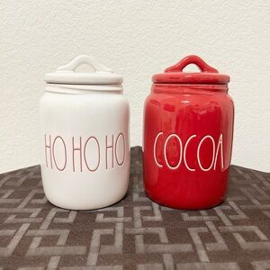 Rae Dunn Christmas baby canisters COCOA canister and HO HO HO canister